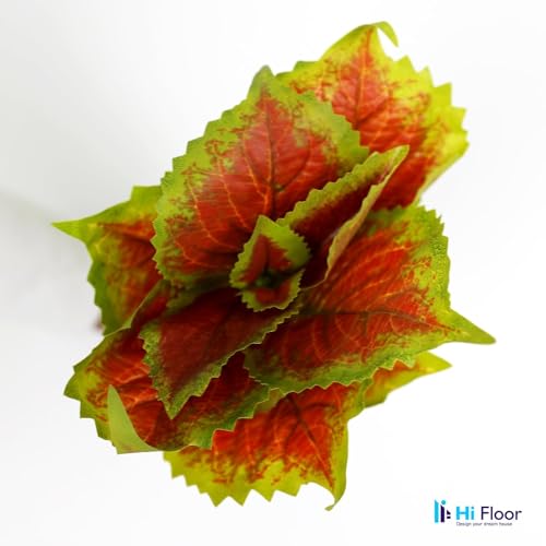 Image of Enhance Your Space with Artificial Leaf Decor Foliage for Stunning Interiors Decorative Items for Home;Office; Room; Living Room; Table; (Without Vase) (Pack of 2, Red-Green)