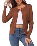 Newshows Women's 2025 Lightweight Button Down Long Sleeve Casual Crew Neck Soft Knit Fall Cardigan Sweater Tops(Camels,Large)