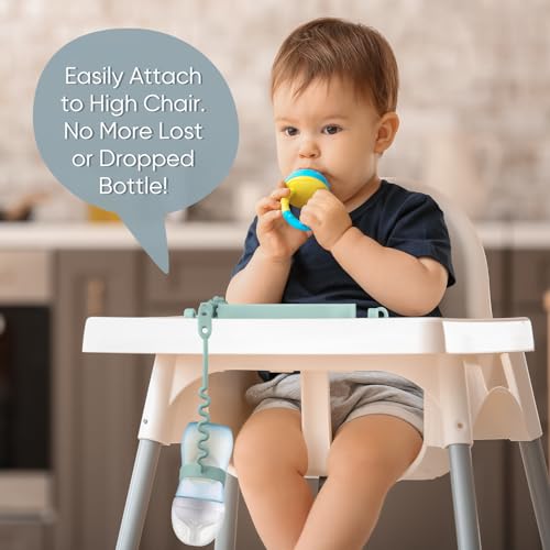 Image of Baby Bottle and Sippy Cup Straps - Adjustable Straps Attach with Strollers, High Chair, Shopping Cart - Food Grade Silicone - Dishwasher Safe (5Packs, Color 2)
