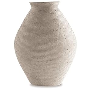 Signature Design by Ashley Hannela 17″ Modern Distressed Polyresin Vase, Antique Tan