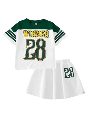 Image of PureChapter Tween Girls 2 Piece Outfits Short Sleeve Tops and Pleated Skirt Set, Cute Pleated Skirt for Girls Size 7-14