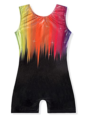 Image of EQSJIU Gymnastics Leotards for Girls Kids Rainbow Mosaic Mermaid Butterfly Stars Leopard Galaxy Tie Dye Cosmos Leopard