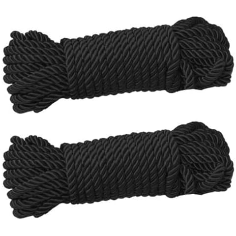 CRAFTCURL Nylon Twisted Rope - Highly Durable & Lightweight Braided Polyester Rope - Multipurpose Thick Nylon Rope Suitable for Camping, Cargo, Tie Down & Swing, (10 Meter) (Black) Cover