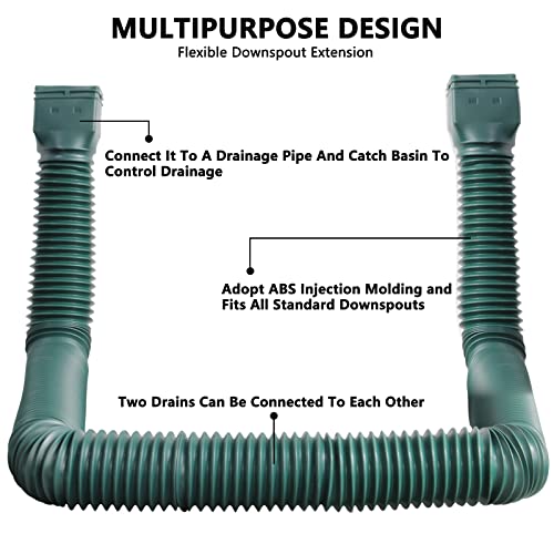 Yuearn Gutter Downspout Extensions, Rainwater Drainage Pipe Connector, Down Spout Extender, Gutter Connector Rainwater Drainage Downspout Flexible Rain Drain Extender From 21 To 58 Inches, 2 Pack #TOP1