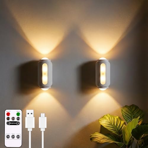 Motion Sensor Wall Light, Rechargeable Wireless Sconce Set of 2,