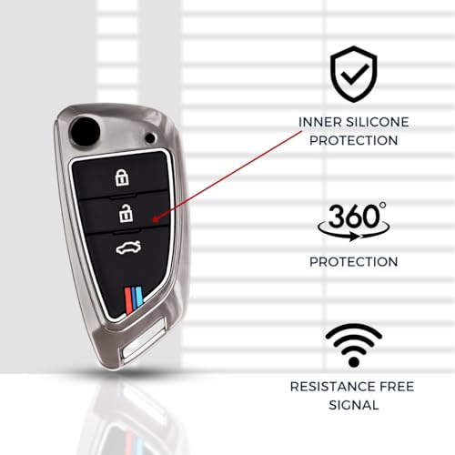 Image of KEYCEPT Metal Alloy Key Cover Compatible with Universal Models with xhorse df 3 Button Remote flip Key (Cover).