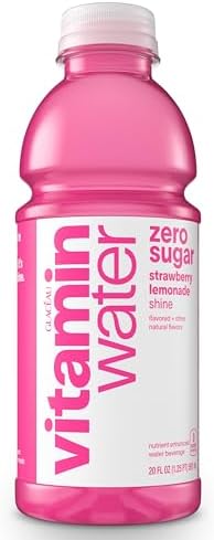 vitaminwater zero shine, electrolyte enhanced water w/vitamins, strawberry lemonade drink, 20 fl oz