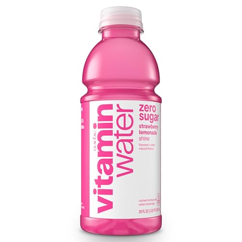vitaminwater zero shine, electrolyte enhanced water w/ vitamins, strawberry lemonade drink, 20 fl oz