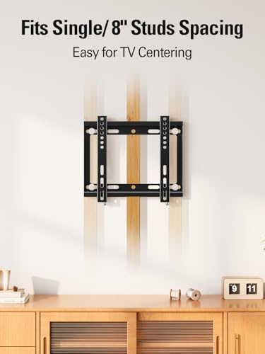 Image of Mounting Dream TV Wall Mount RV Bracket for Most 17-42'' Flat Screen LED, LCD TVs, Fixed TV Mount for VESA 50X50 to 200x200mm, 44 lbs, 8 inch /Single Stud, Flush Low Profile Wall Mount MD2351