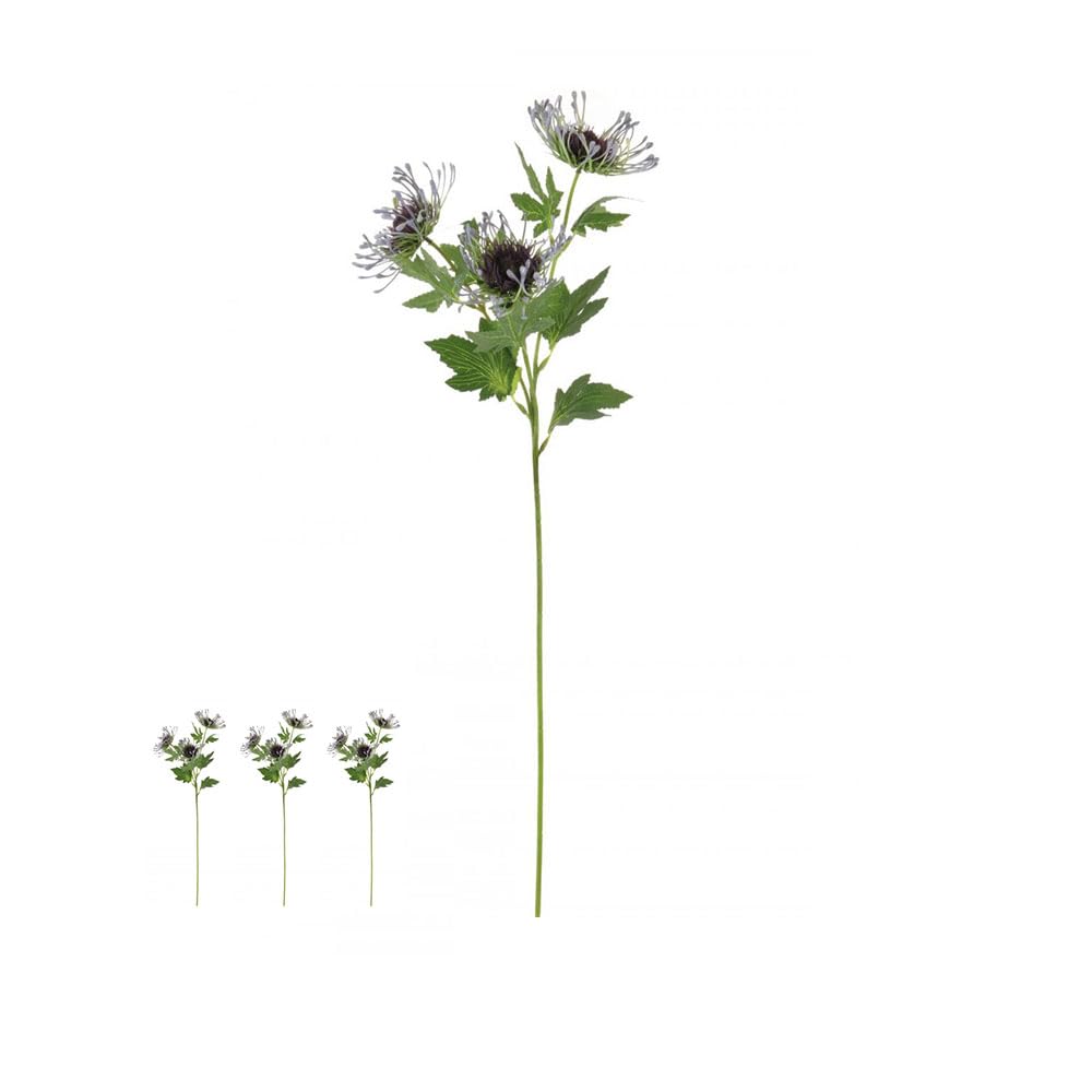 FloristryWarehouse Artificial Protea Flower Stem With Leaves 65cm/25in Tall Pack of 3 Purple