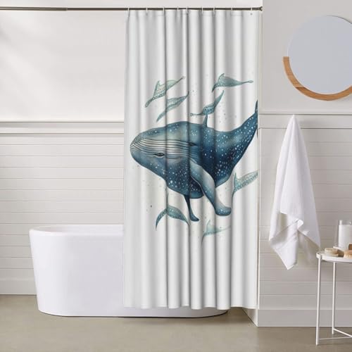 Rideau de douche imperméable fini les flaques d'eau motif baleine - 8