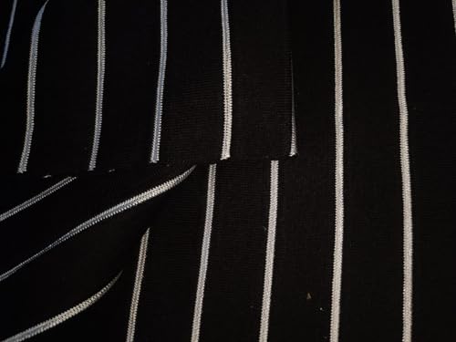 Tela de punto de piqué de licra de bambú de 190,5 cm disponible [rayas negras de 1,50 pulgadas]