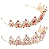 VALICLUD 2 Stück Tiara Leichte Kronen Haarbänder mit Glitzernden Strasssteinen Sichere Passform für Kleinkinder Geburtstags Festkopfschmuck für Mädchen Fördert Kreatives Rollenspiel und
