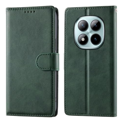 Étui magnétique Xiaomi Redmi 15 5G en cuir vert foncé avec rangements portefeuille