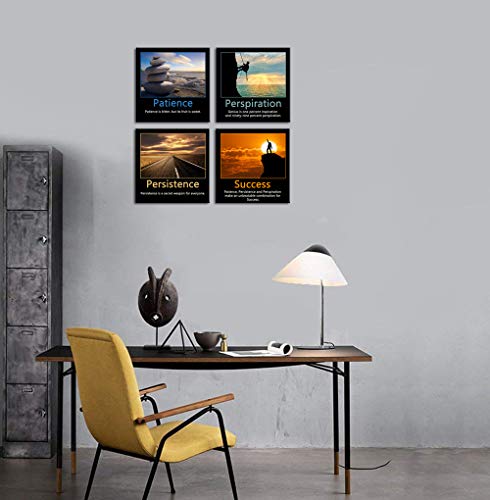 Artsbay 4 Piece Motivational Canvas Wall Art Inspirational Success Quotes Picture Painting Patience Persistence And Perspiration Poster Print Framed Modern Artwork Office Living Room Bedroom Decor #TOP2
