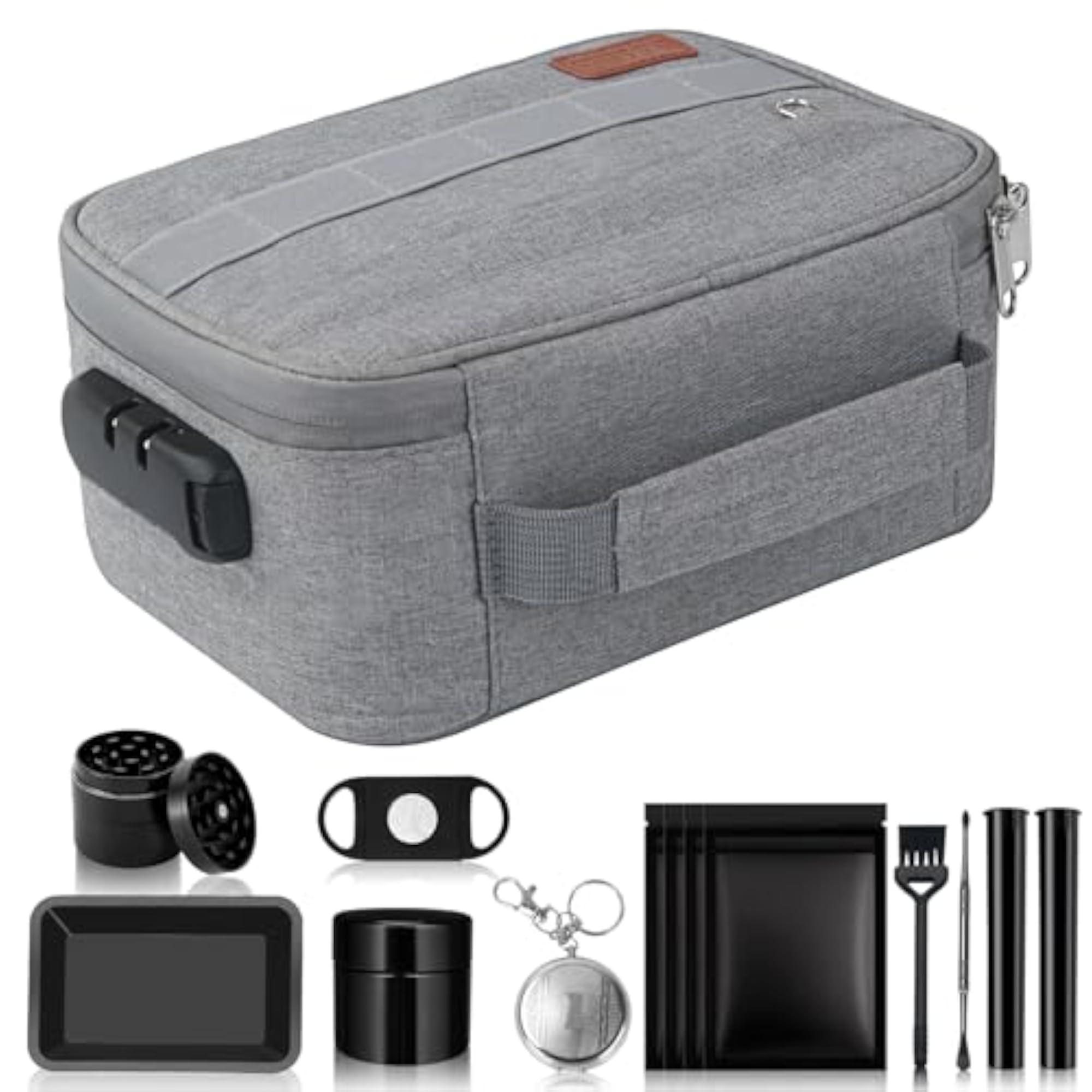 Medium Size Smell Proof Bag with 9 pcs Accessories, Waterproof Container