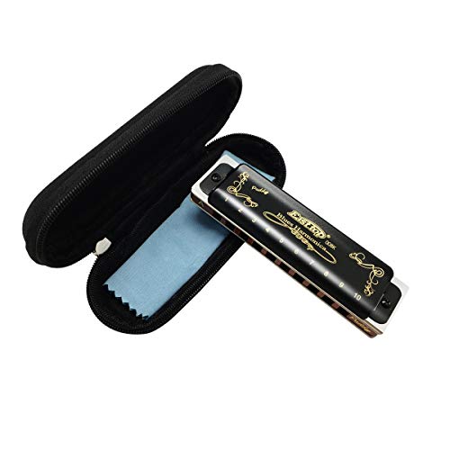 East top 10 Holes 20 Tones 008K Blues Professional Diatonic Blues Harmonica key of Paddy A, Harmonica for Adults, Professional Player and Students