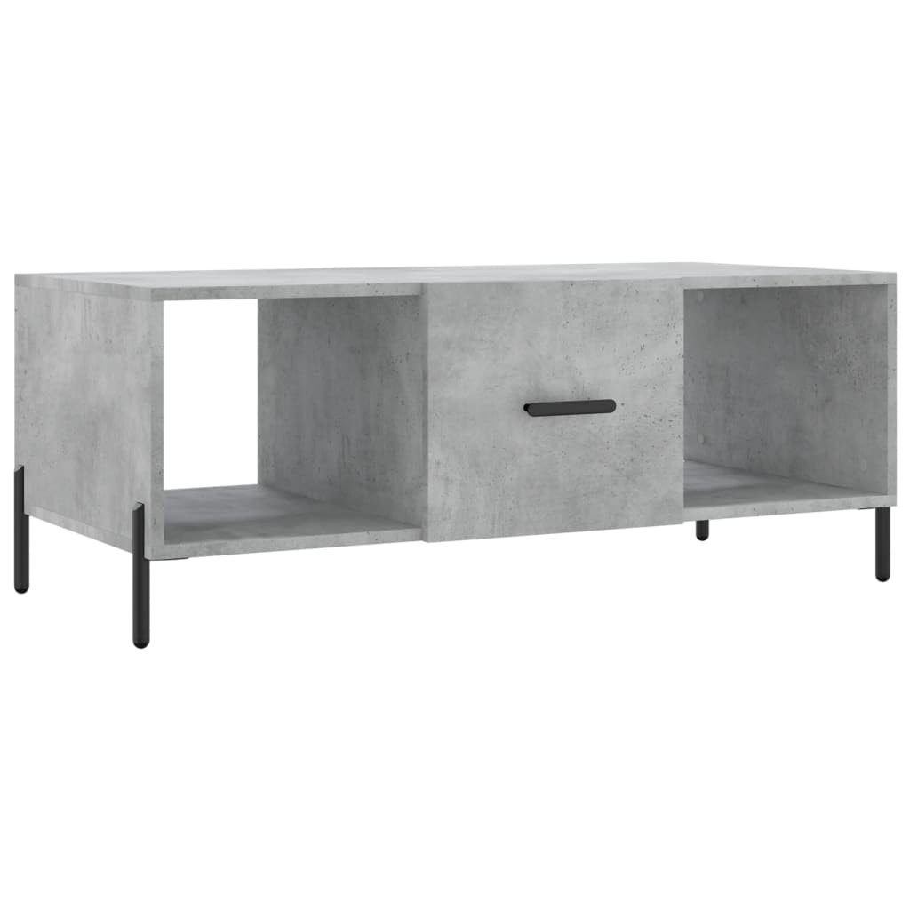 Couchtisch Betongrau Moderner Beistelltisch 102x50x40 cm mit Stauraum Wohnzimmer Möbel Holzwerkstoff Eisenbeine Stylisches Wohnaccessoire für Esszimmer