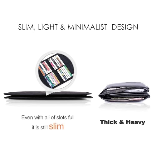 iN. Slim credit card holder wallet, Gift card display case, Minimalist light thin card storage case rfid blocking for men & women, with 28 slots in black3