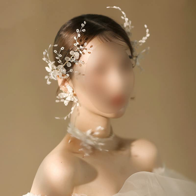 Tiara de novia hecha a mano con perlas y flores de alta costura 4