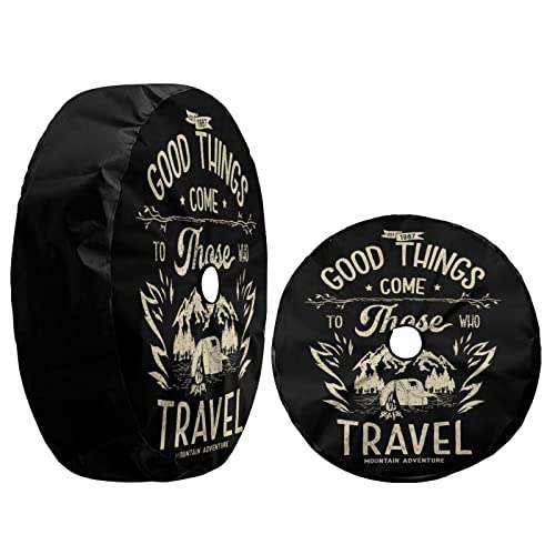 Image of Delerain Spare Tire Cover with Backup Camera Hole Mountain Camp Wheel Covers Waterproof Dust-Proof UV Sun Universal Fit for Jeep Trailer RV SUV Truck (18 Inch for Diameter 32 inch-34 inch)