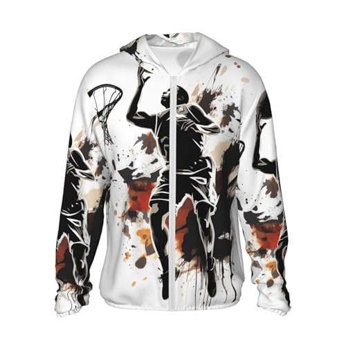 Men's Sun Protection Shirts Basketball Game Long Sleeve Sun Shirt for Fishing Running Hiking Swim