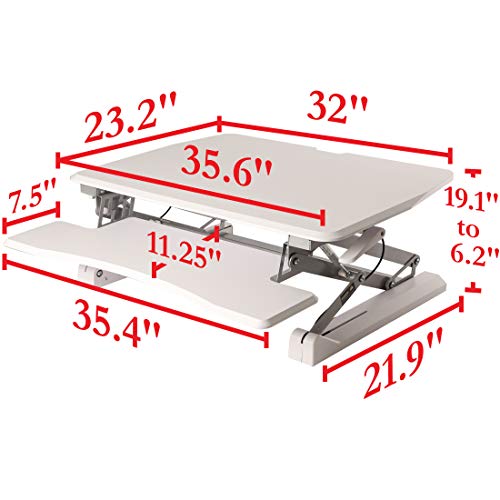 Seville Classics OFF65808 Tavolo da Lavoro Regolabile in Altezza, Metallo Legno, Bianca, 90 cm x 59-69 cm x 15 bis 48.5 cm - Stand Scrivania con Altezza Regolabile - Immagine 2