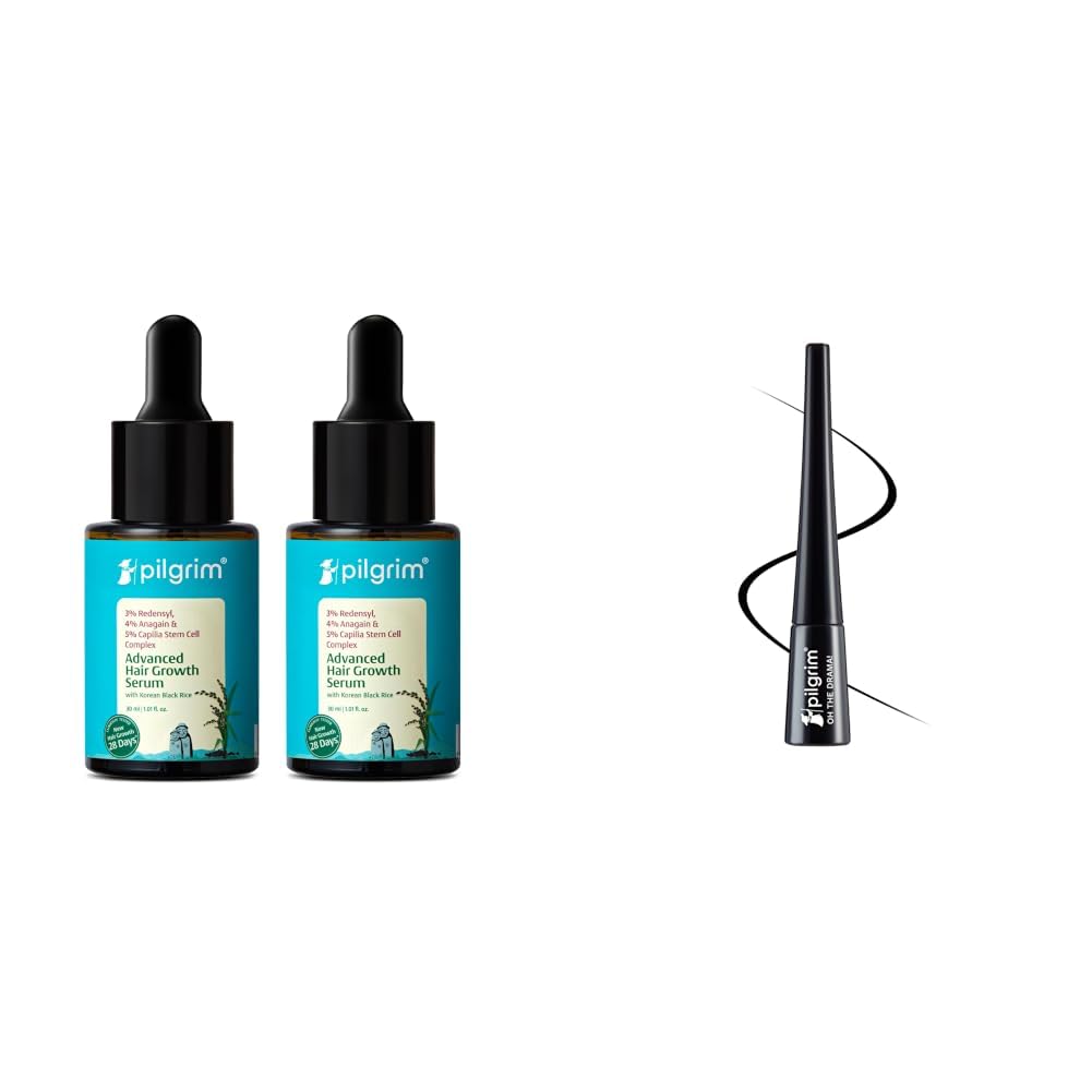 Pilgrim Redensyl 3% + Anagain 4% + 5% Capilia Stem Advanced Hair Growth Serum with Rosemary, Controls H & Black Scandal Eyeliner Pencil Intense Matte Finish Smudge Proof Pencil Enriched With Argan Oil-picture-11