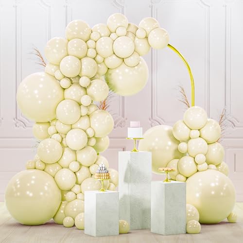 Image of PartyWoo Pastel Yellow Balloons 120pcs Light Pale Yellow Different Sizes | 18 12 10 5 Inch Balloons for Easter Little Cutie Bee Birthday Little Cutie Bee Bridal Shower Party Decorations Yellow-Q07