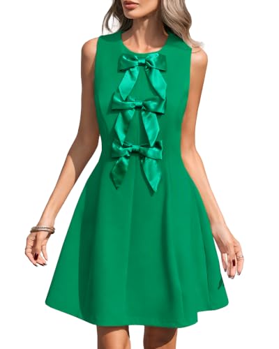 Image of YEXPINE Women's Bow Front Mini Dress A Line Cocktail Party Dress
