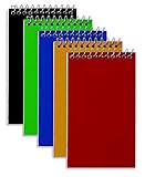 Wirebound Spiral Memo Books, Top-Opening, College Ruled, 3' x 5', 75 Sheets/Pad, 5 Pads/Pk