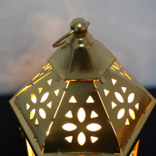 Lurrose Lanterna de Vela Marroquina Suporte de Vela Pendurado Vintage Led Decorações Ramadan Centro