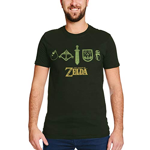 The Legend of Zelda Quest Essentials Homme T-Shirt Manches Courtes Vert XL