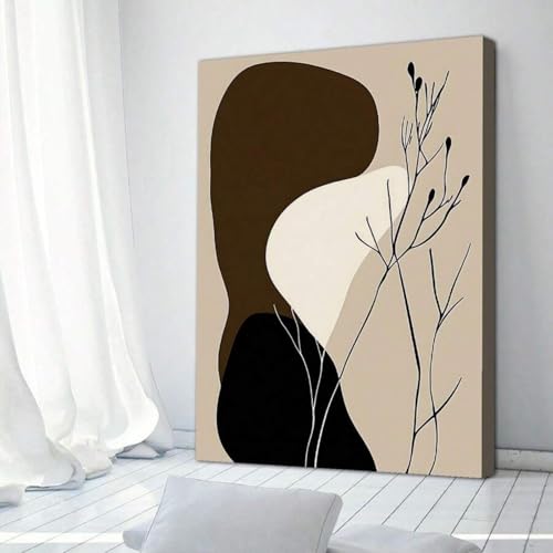 Art mural de qualité supérieure peinture décorative abstraite brune 60x80 - 2
