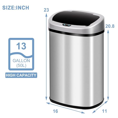Caneca de Basura Automática 13 Galones Acero Inoxidable miniatura 2