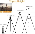 Camera Tripod,Video Tripod with Fluid Head, Arsoer 60" Vlog Tripod with Wireless Remote/Carry Bag/Rotatable Phone Holder, Compatible with iPhone/Canon/Nikon/Sony/Telescope, for Vlogging/Shooting