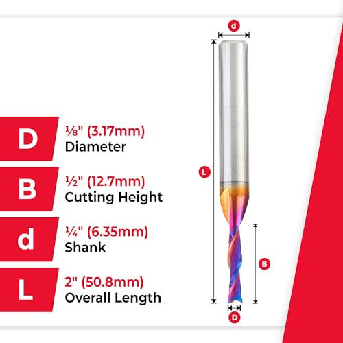 Image of Amana Tool 46200-K-5 5-Pack SC Spektra Extreme Tool Life Coated Spiral Plunge 1 /8 Dia x 1 /2 CH x 1 /4 SHK 2 Inch Long Down-Cut Router Bits