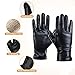 Alepo Winter PU Leather Gloves For Women, Warm Thermal Touchscreen Texting Typing Dress Driving Motorcycle Gloves With Wool Lining (Black-M)