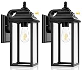 QUNCWL Outdoor Wall Light Porch Fixture: Exterior Lights Lantern Sensor Dusk to Dawn - Outside Sconc