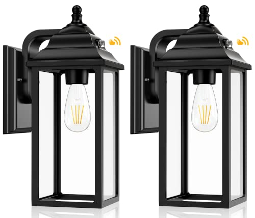 Quncwl Outdoor Wall Light Porch Fixture: Exterior Lights Lantern Sensor Dusk To Dawn - Outside Sconce Lighting Black Lamp For House Garage Front Door #TOP28