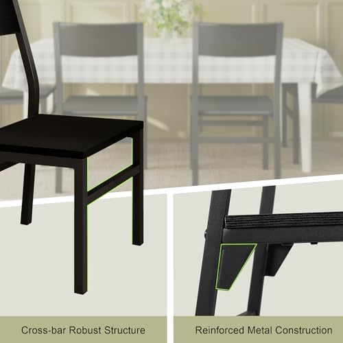 Image of Feonase Dining Chairs Set of 6, Modern Kitchen Chairs with Ergonomic Backrest, MDF Board and Metal Legs, Dinner Chairs for Dining Room, Kitchen and Living Room, Easy Assembly, Black