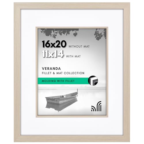 Americanflat 16x20 Picture Frame with Decorative Inner Mat Accent - Displays 11x114 Photos with Mat...