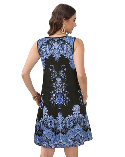 Image of CHICGAL Womens Summer Dresses Casual Sleeveless Loose T Shirt V Neck Sundress Swing Beach Cover Up with Pockets 2026
