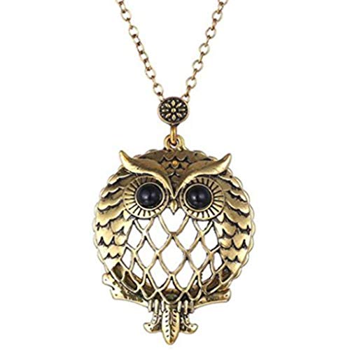 Deinbe Cadena Retro Lupa Colgante, Collar de búho Lupa Colgante Cadena Cadena Lupa Colgante del Collar del suéter
