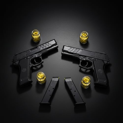 Image of Velinor Dual Air Soft Toy Guns with 300 BB Pellets | Pack of 2 Pull Back Pistol for Kids | Target Practice & Role Play Fun (Toy Gun)