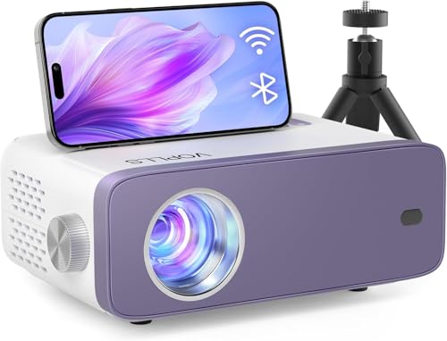 Mini Projector, VOPLLS 1080P Full HD WiFi Bluetooth Portable Projector, Outdoor Home Theater Movie Video Projector, 50% Zoom, Compatible with HDMl, USB, AV, Smartphone (15000L)