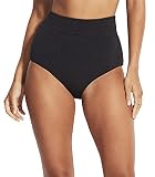 Seafolly Damen Bikinihose mit hoher Taille, vollständige Abdeckung, niedriger Beinausschnitt Bikini-Unterteile, Sea Dive Schwarz, 38