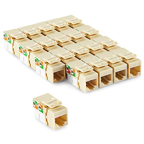 Navepoint 90 Degree Cat5E Keystone Jack, Rj45 Ethernet Connector, Type 110, Ivory 25-Pack #TOP4