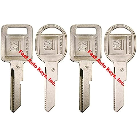 Strattec 4 Keys Set - New GM Logo OEM“E“ Ignition +“H“ Doors/Trunk Key Blanks Uncut 320404 + 320405 Fits Select GM Vehicles Cover