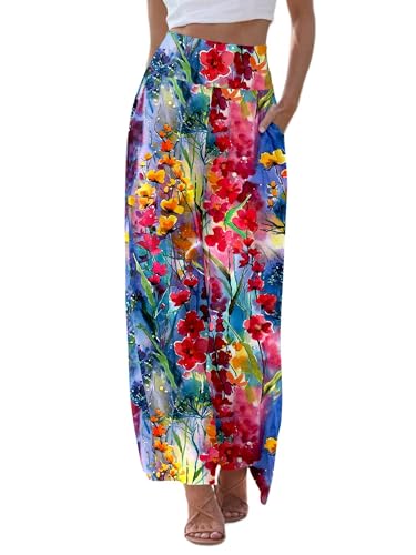 JZC Women's Palazzo Lounge Pants Casual Wide Leg Pants High Waist Flowy Toursers with Pockets